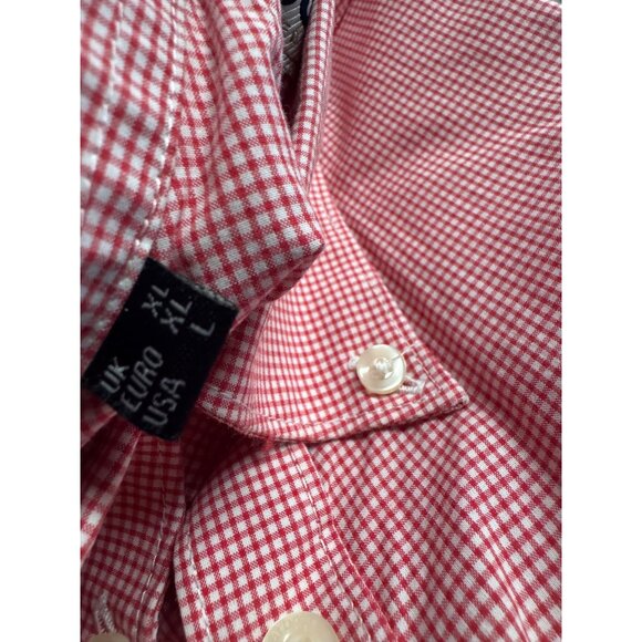 Barbour Shirt Mens Large L Tailored Fit Short Sleeve Red White Plaid Button Up - Picture 4 of 9